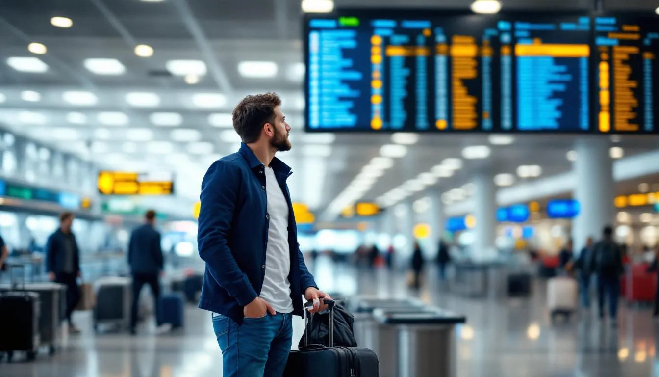 In this image, a traveler is seen planning a trip to Carson City, NV, surrounded by a laptop displaying search results for cheap flights and popular airlines flying to the destination. The scene captures the excitement of finding the best deals and availability for their upcoming vacation.
