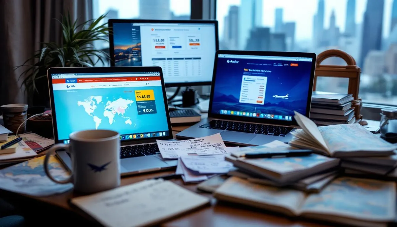 The image depicts a traveler searching for cheap flights to Carson City, showcasing various popular airlines and routes available from downtown Reno. It highlights the convenience of finding affordable tickets and the best times to fly for a vacation, with a focus on budget-friendly options and deals.