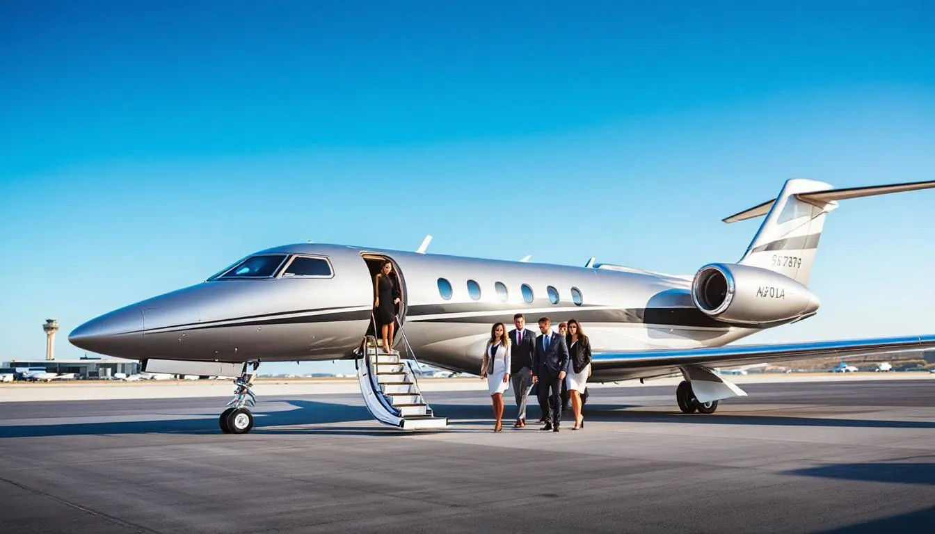 A sleek private jet is parked at Key West International Airport, ready for passengers to embark on a luxurious private charter flight. The aircraft represents a convenient and comfortable option for travelers looking to explore destinations in Florida and the Caribbean.