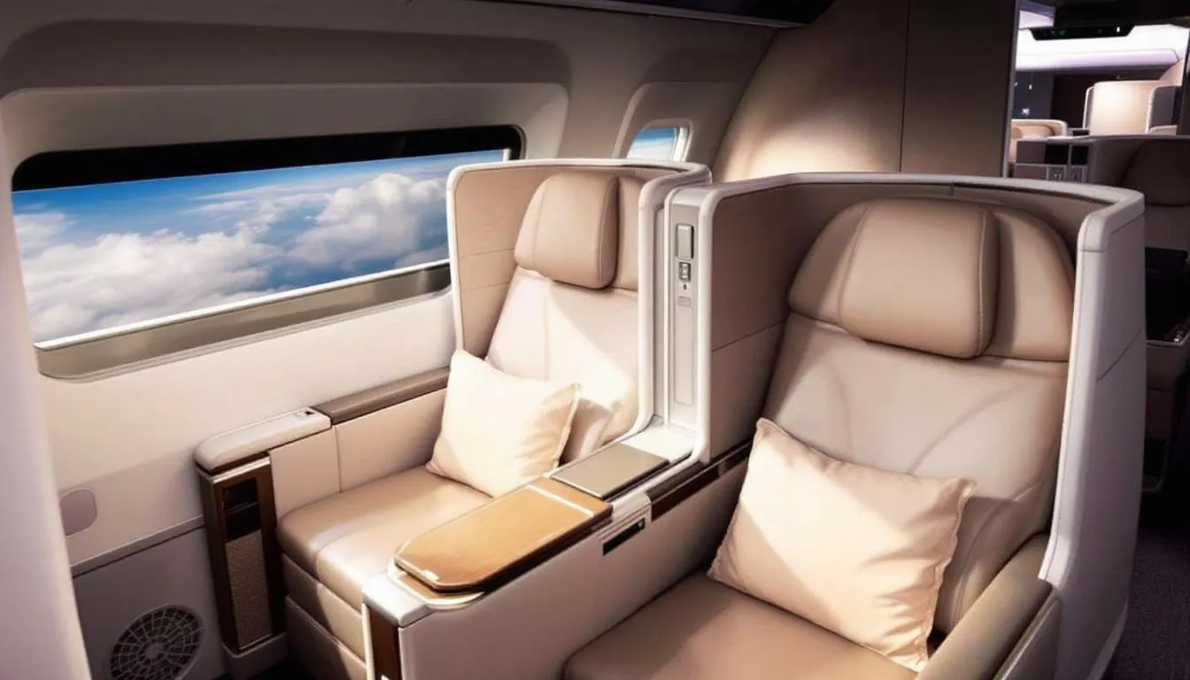 An elegant private jet interior showcases luxury air travel, featuring plush seating, ambient lighting, and spacious surroundings, perfect for clients seeking a comfortable journey. This image represents the convenience of charter flights and private aviation services, providing access to popular destinations without the hassle of crowded airports.