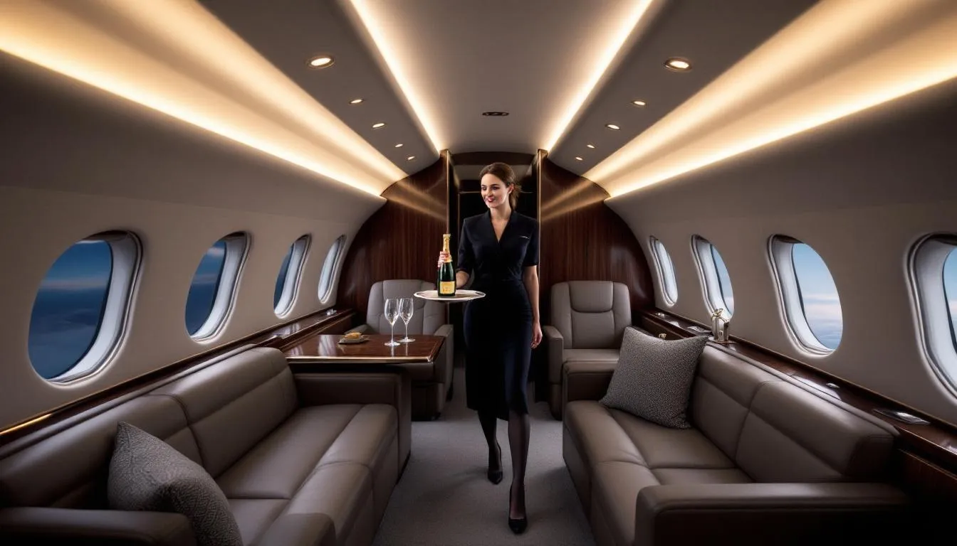 A sleek private jet is parked on the tarmac, ready for takeoff, symbolizing the luxury and convenience of private charter flights. This image highlights the benefits of flying private, offering a glimpse into the world of exclusive air travel and charter operators.