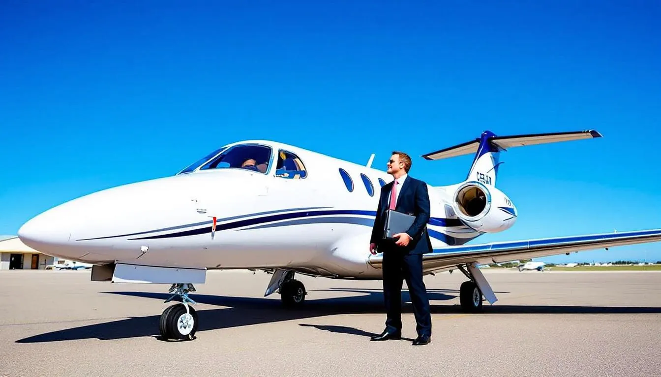 The image depicts a Beechcraft King Air 350, a popular turboprop aircraft known for its comfortable cabin and private charter flights. It features double club style seats, a built-in refreshment center, and is designed for short to medium distances, making it ideal for private jet charters.