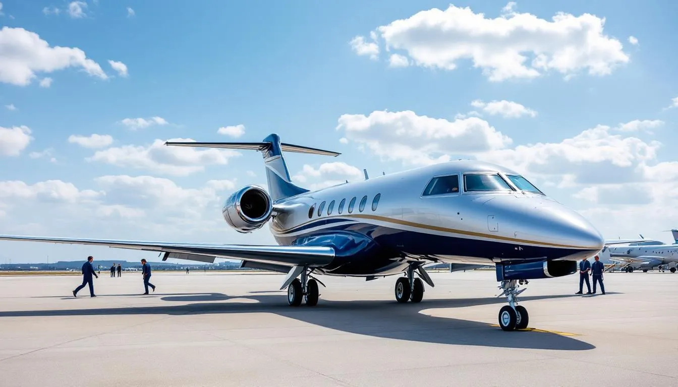 A sleek private jet is showcased in an airport setting, symbolizing reliable aviation charter solutions that cater to clients' unique requirements for worldwide travel. The aircraft is ready to transport passengers to various destinations, emphasizing efficiency and safety in the aviation industry.