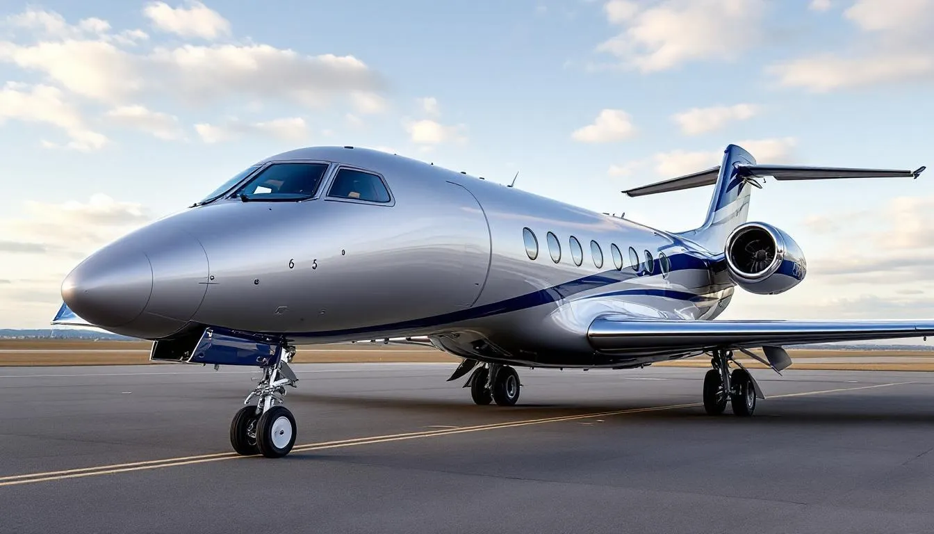 A sleek Gulfstream G650, one of the best private charter jets, is showcased against a clear blue sky, symbolizing luxury and comfort in private aviation. This ultra long range jet is designed for discerning travelers, offering personalized service for private jet charters and charter flights.