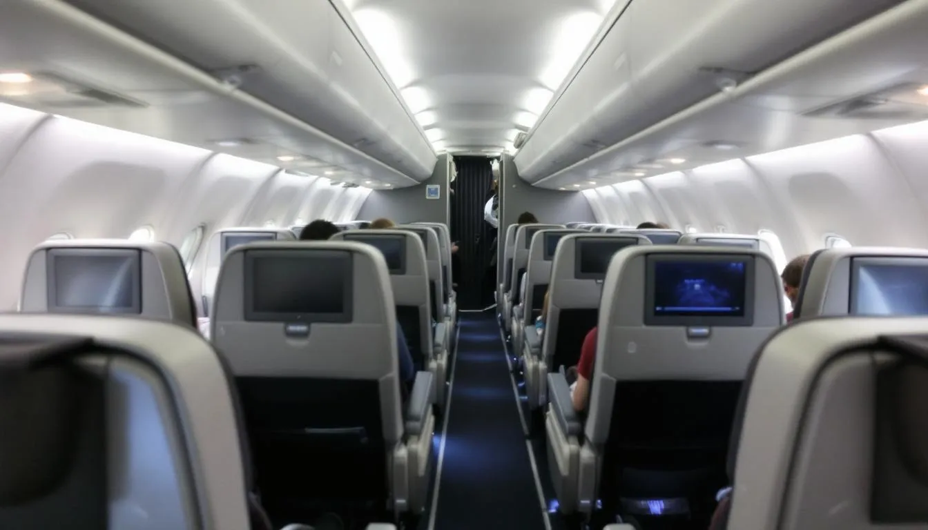 The image depicts the interior of a turboprop aircraft cabin designed for business travelers, featuring spacious seating and modern amenities, ideal for private jet travel to destinations like Las Vegas. This comfortable setting caters to both business and leisure travelers, providing a relaxing environment for their journeys.