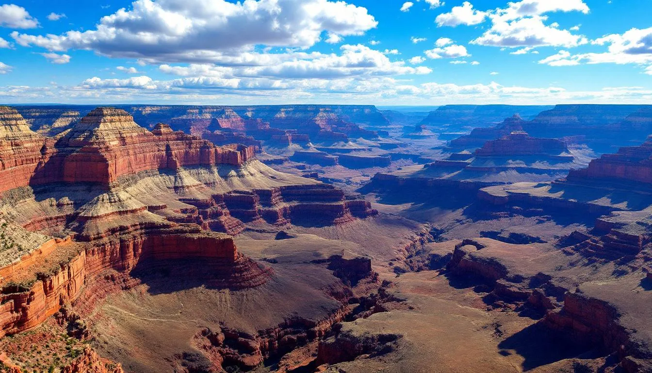 A breathtaking helicopter view showcases the Grand Canyon's stunning red rock formations under a clear blue sky, highlighting the natural wonder's grandeur. This scenic vista evokes the allure of private jet flights from London to Las Vegas, where travelers can experience such extraordinary sights.