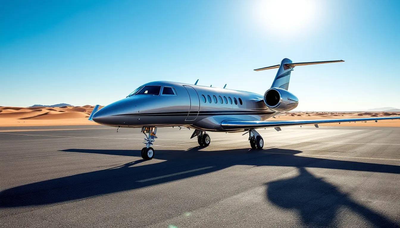 In the image, a sleek private jet is parked at Mohammed V International Airport in Casablanca, Morocco, showcasing the modern architecture of the terminal. The backdrop features the stunning Atlas Mountains, highlighting Morocco's diverse landscapes and making it an ideal destination for luxury private jet charters.