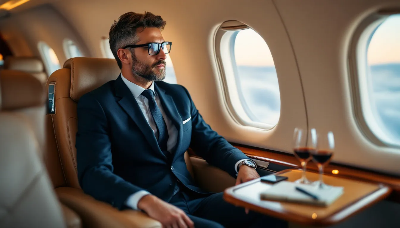 A sleek private jet is seen soaring through the sky, symbolizing luxurious business travel to destinations like Hong Kong and Macau. This image captures the essence of private jet charter services, highlighting the convenience and exclusivity of flying over densely populated areas and stunning landscapes.