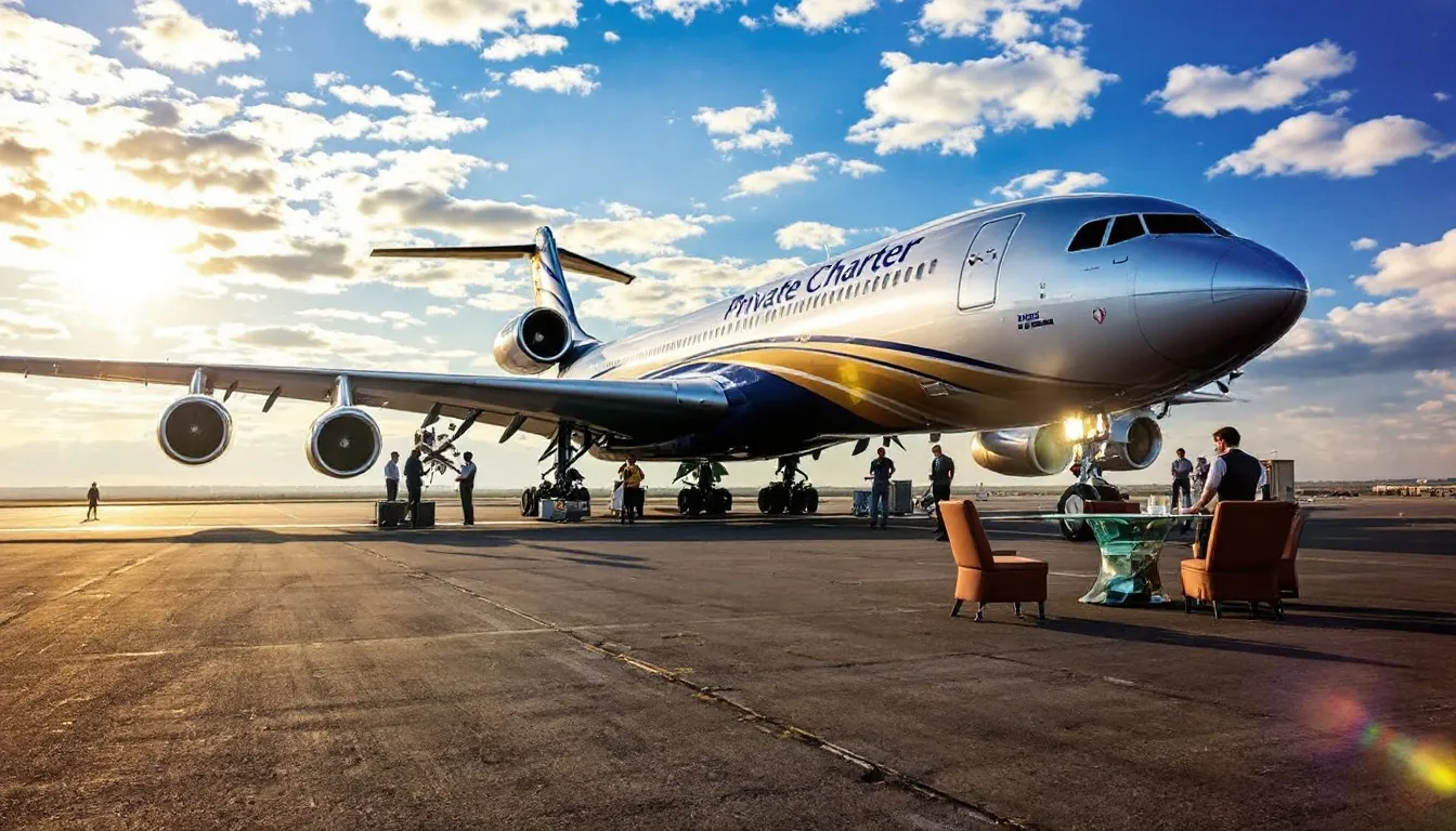 An Airbus A340 private jet, a luxurious four-engine aircraft, showcases its spacious cabin designed for comfort during long-haul flights. This airborne luxury features a well-equipped interior that accommodates passengers with optimal seating arrangements, ensuring a pleasant journey.