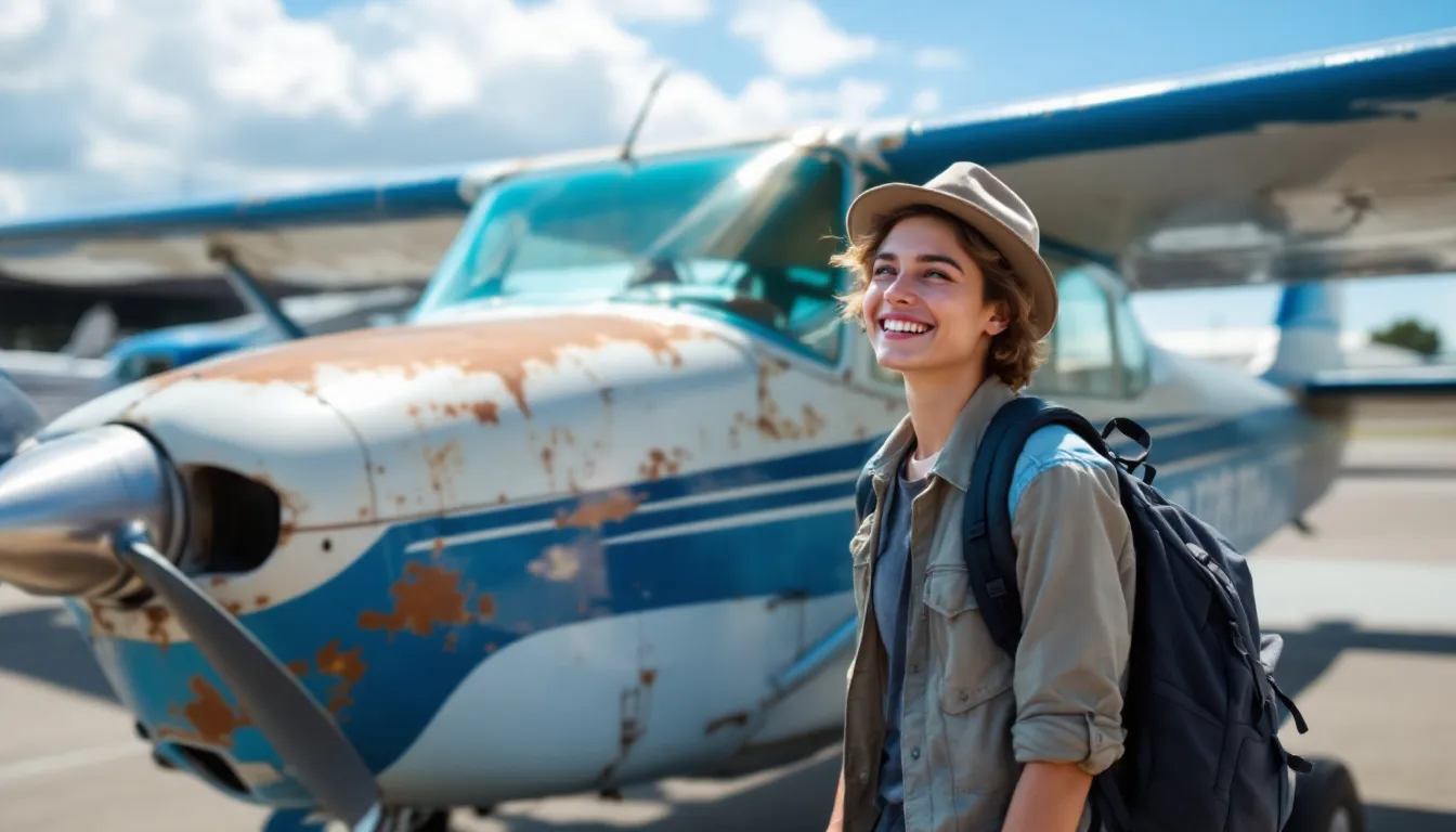 A budget-friendly aircraft, such as a single engine plane or a very light jet, is depicted soaring through a clear blue sky, showcasing its easy handling and efficient performance. This image highlights the freedom and affordable options available for new pilots interested in aircraft ownership and flying experiences.