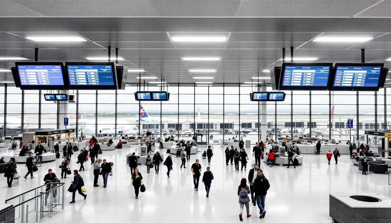 The image showcases Baltimore Washington International Airport, a bustling hub for private jet charters and commercial airlines, surrounded by the vibrant city of Baltimore known for its rich history and attractions like the Inner Harbor and Fort McHenry. The airport serves as a key gateway for business travelers and leisure visitors heading to Charm City and beyond.