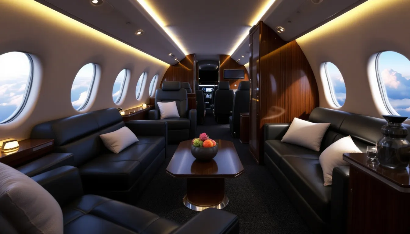 An elegant private jet concept is depicted, showcasing sleek lines and luxurious interiors designed to cater to the travel needs of clients seeking to reach their dream destinations around the globe. The image emphasizes the ease of booking flights and the exclusive experience offered, highlighting options for private low fares and personalized assistance.