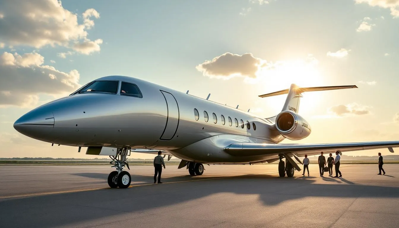 The image showcases a Beechcraft King Air 350, a popular turboprop aircraft known for its spacious and comfortable cabin, ideal for both business and leisure travelers. Key features include a private lavatory, double club style seats, and a built-in refreshment center, making it a perfect choice for private flights with impressive range and economical charter rates.