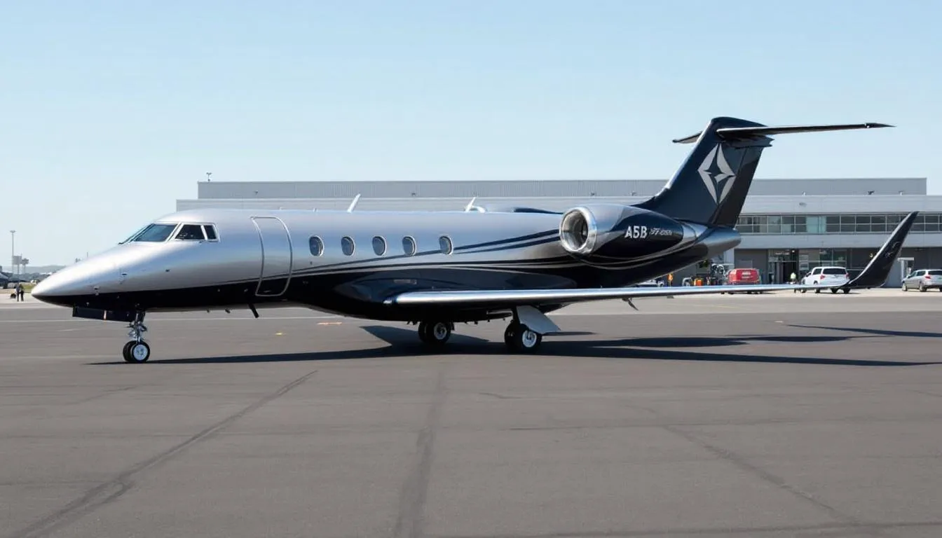 A luxurious private jet ready for charter, showcasing sleek design and spacious seating, is positioned at Teterboro Airport in New York, set for a journey to Miami. This image highlights the convenience of private jet travel, offering a faster and more comfortable way to fly between New York and Miami.