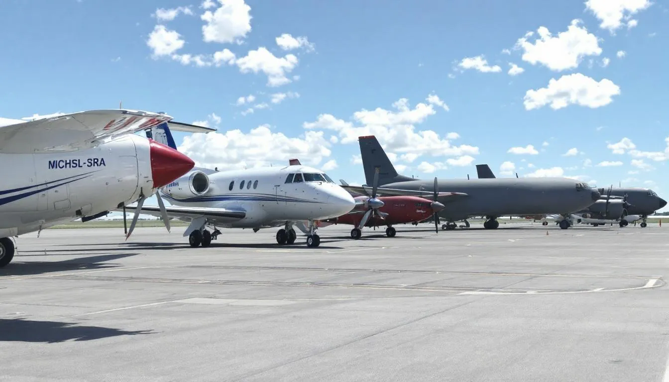 The image features several aircraft lined up at an aviation facility, showcasing a mix of commercial jets and private jets, indicative of Dumont Aviation's diverse offerings in aircraft management and charter services. This scene exemplifies the company's commitment to providing unparalleled customer service and high-quality maintenance support for private aviation clients.