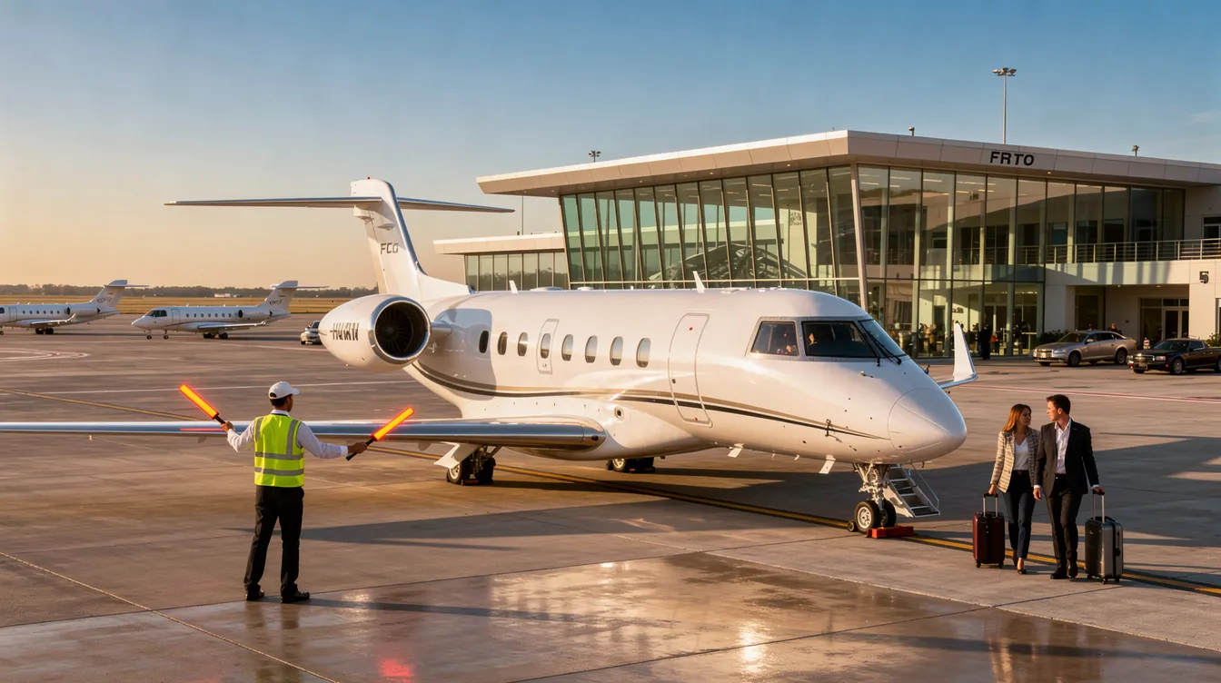 The image depicts a sleek private jet parked at an airport, symbolizing the luxury and convenience of private aviation. This aircraft represents Atlantic Air's commitment to providing hassle-free travel experiences and exemplary customer service for international charter flight solutions in the greater South Florida area.