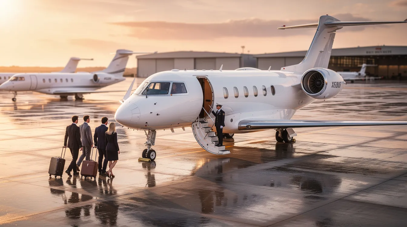 The image depicts a sleek private jet parked at a modern airport, showcasing the convenience of private aviation for travelers seeking direct flights to popular destinations like Carson City. With amenities designed for a stress-free journey, this aircraft symbolizes the luxury and efficiency of flying to major cities such as Los Angeles and Reno Tahoe.