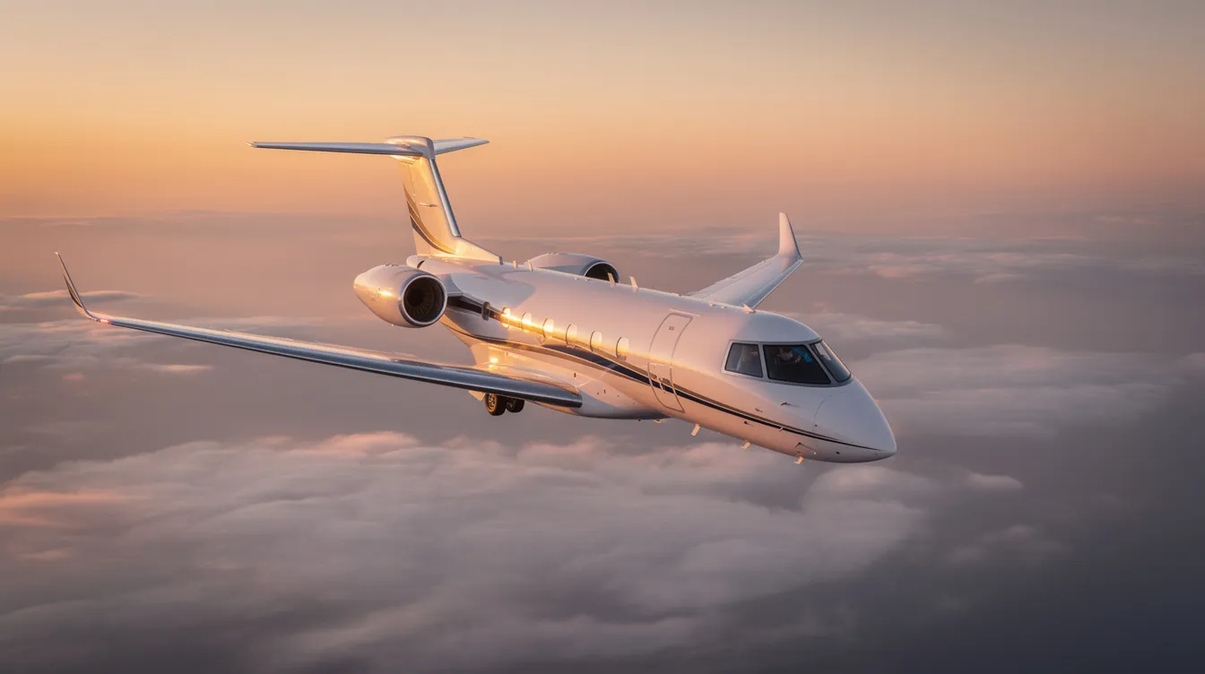 The image depicts a luxurious private jet parked at Ibiza Airport, ready for passengers to embark on their private flight to the stunning beaches of Ibiza, Spain. The vibrant atmosphere of the island is highlighted by its crystal clear waters and rich cultural heritage.