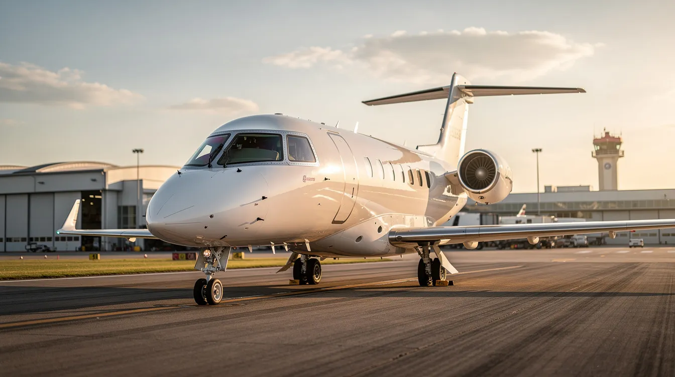 The image features a sleek Cessna Citation jet, showcasing its modern design and polished exterior, symbolizing luxury in private aviation. It emphasizes the aircraft's excellent maintenance history and low utilization, making it an attractive option for buyers in the market for a business jet.