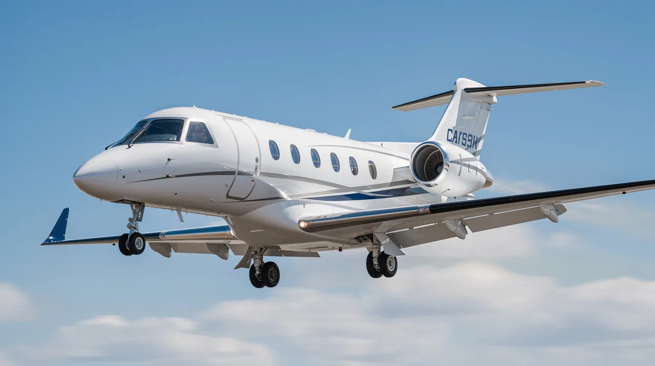The image features a sleek Cessna Citation jet, showcasing its modern design and polished exterior, symbolizing luxury in private aviation. It emphasizes the aircraft's excellent maintenance history and low utilization, making it an attractive option for buyers in the market for a business jet.
