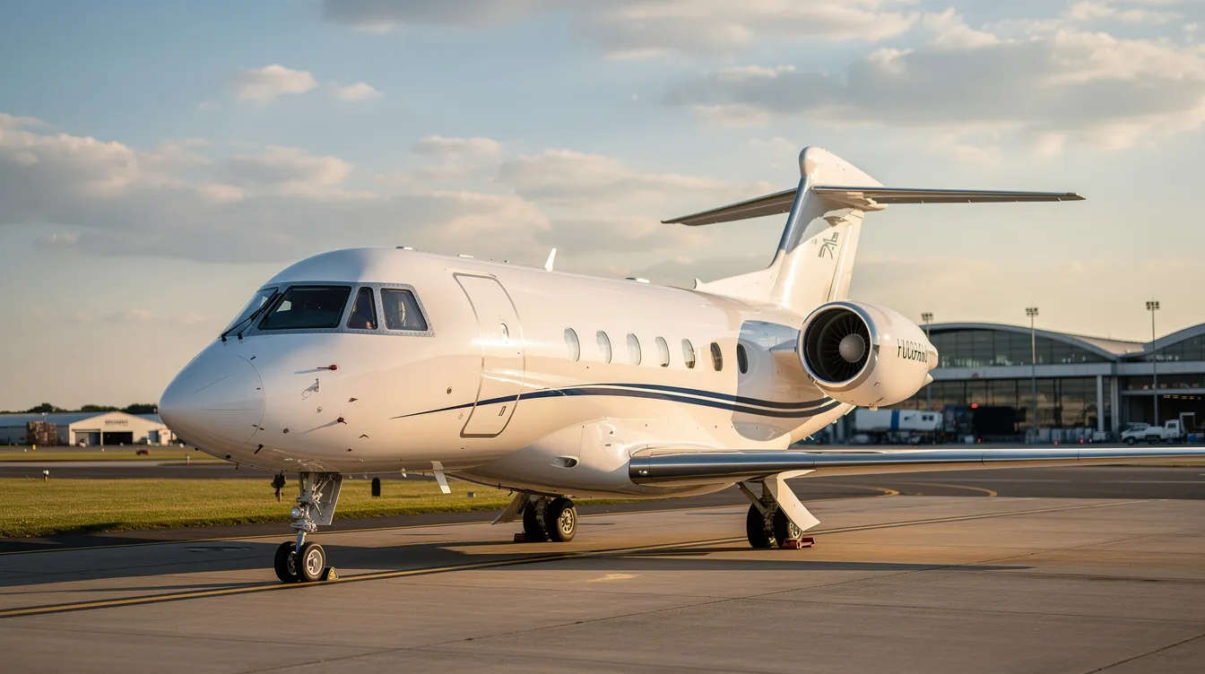 The image showcases a Dassault Falcon 2000EX jet, featuring a sleek design with two cabin zones for passenger comfort. Known for its impressive performance, this aircraft has a max takeoff weight and fuel capacity that allow for efficient operation and long-range flights, making it ideal for charter services and maritime surveillance.