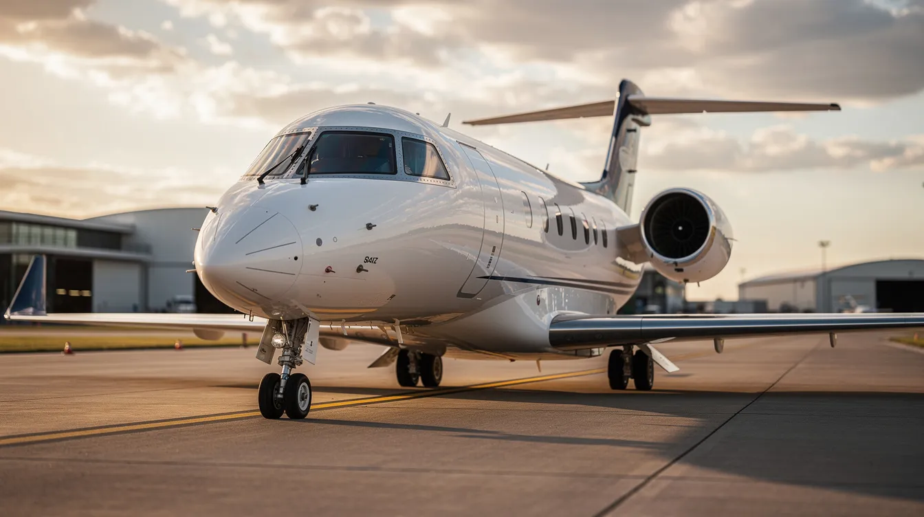 The image depicts a Hawker Beechcraft 4000, a super midsize jet known for its spacious cabin and advanced avionics. It features a sleek design and is equipped with a forward cabin galley, offering comfort for passengers during flights.
