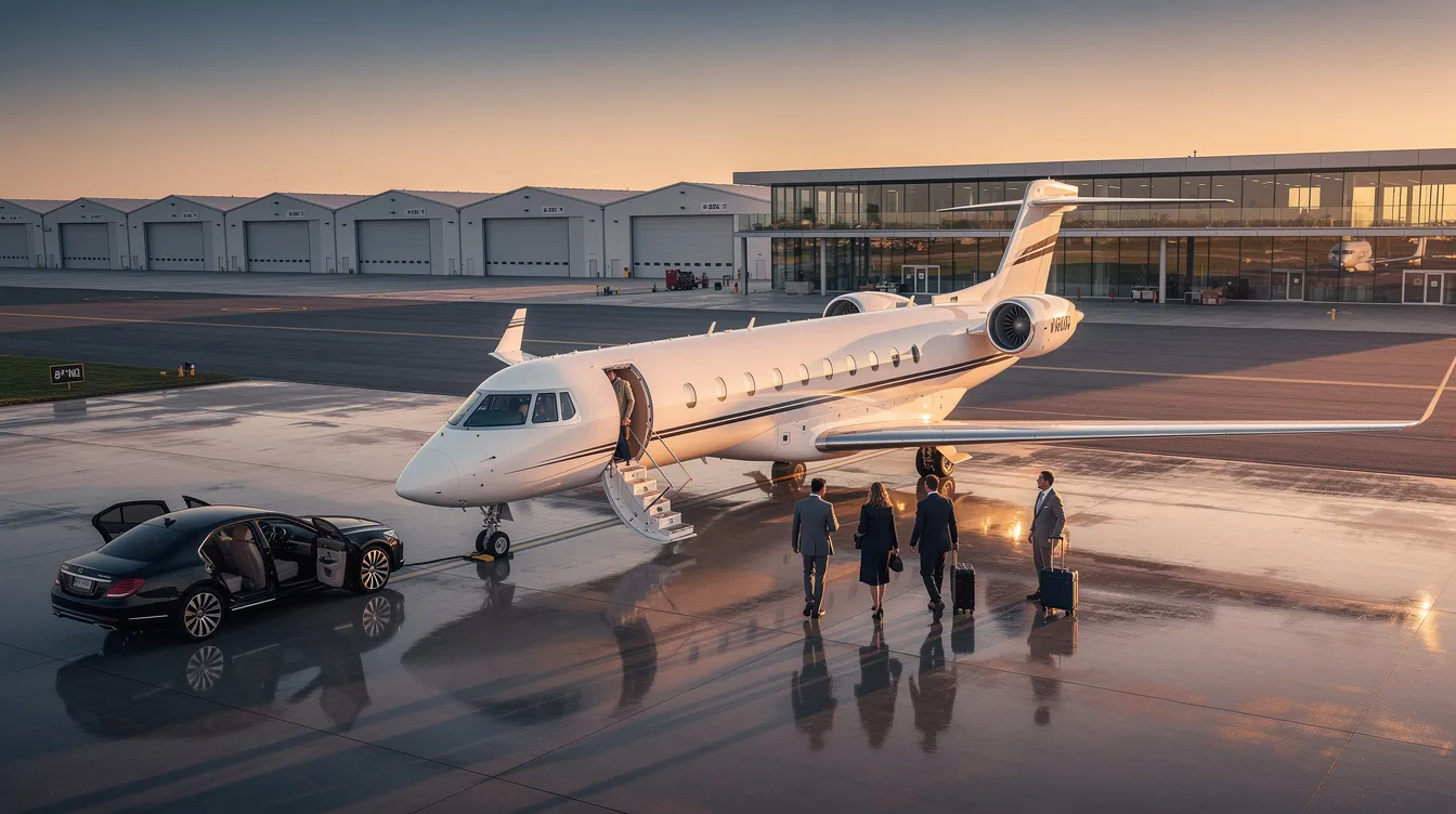 The image showcases the luxurious interior of a Bombardier Global 7500 business jet, highlighting its spacious cabin designed for ultimate comfort during long-range flights. It features the Bombardier Vision Flight Deck, emphasizing the aircraft's advanced technology and exceptional ergonomics for both passengers and crew.
