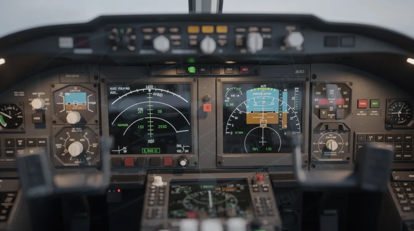 The image shows cockpit instruments with readings for speed and altitude, indicating the crucial data pilots use to monitor their aircraft's performance during flight. These instruments typically display ground speed in kilometers per hour and cruising altitude, essential for understanding how fast commercial planes fly and ensuring safe navigation at higher altitudes.