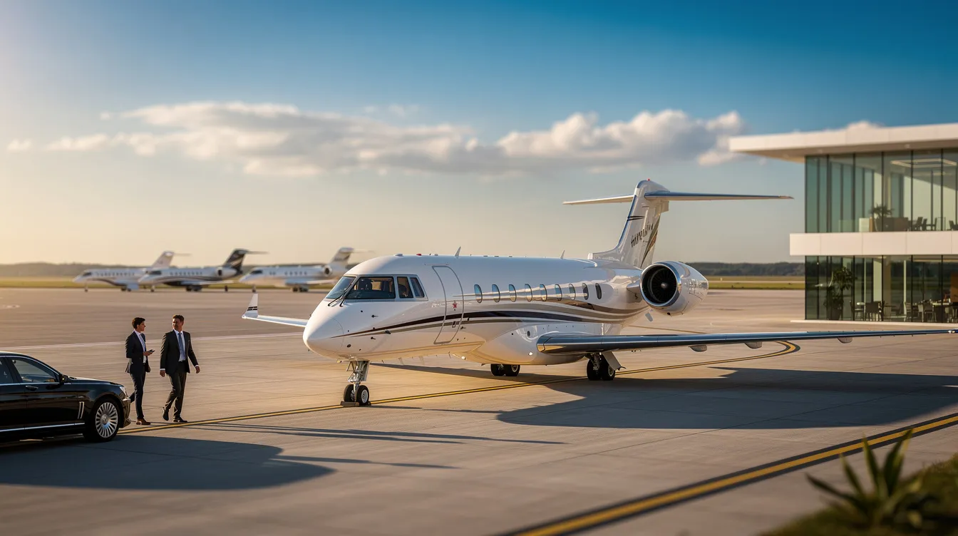The image depicts a private jet parked at a luxurious hangar, symbolizing the world of private aviation and aircraft ownership. It highlights the various factors involved in operating costs, including maintenance, fuel, and landing fees, essential for aircraft owners to make informed decisions about their investments.