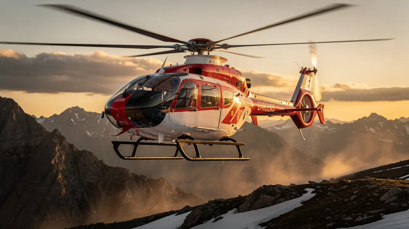 The image features a sleek Bell helicopter soaring through the sky, showcasing its powerful engines and aerodynamic design, ideal for both passenger transport and VIP services. This aircraft represents a significant investment, with various options available for customers interested in purchasing or maintaining such advanced flying machines.