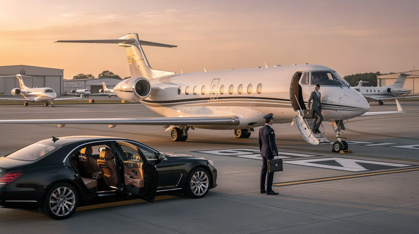 The image showcases a luxurious private jet, representing the world of private aviation and private jet charter services. It highlights the comfort and exclusivity of flying, emphasizing the flexibility and reliability that clients can expect when booking a charter flight for their journey.