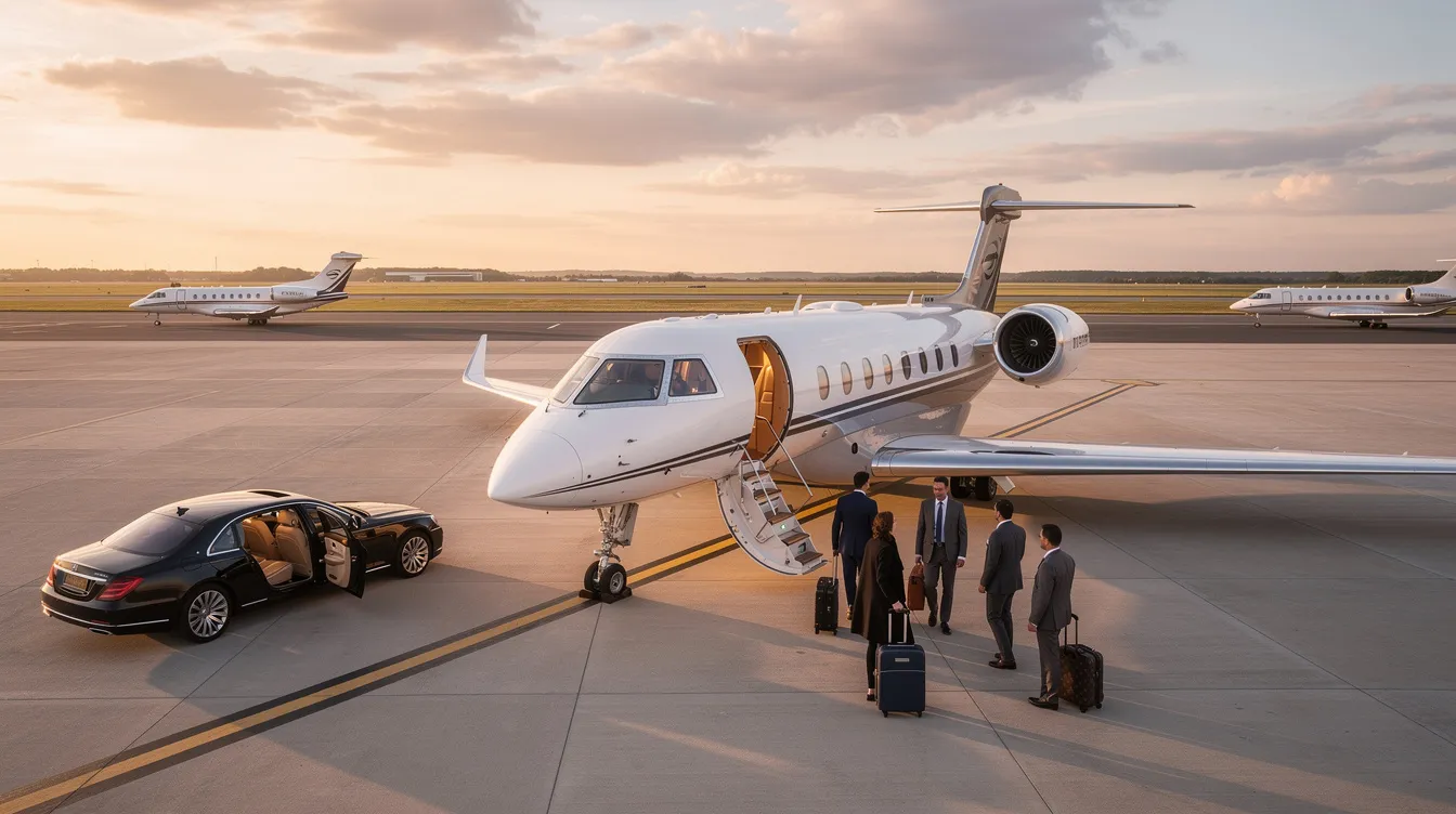 The image depicts a sleek private aircraft parked at a modern hangar, showcasing Cutter Aviation's commitment to full-service aviation in Phoenix, AZ. The background features a clear blue sky, emphasizing the company's long-standing presence in the southwestern United States and its dedication to providing outstanding aircraft sales and maintenance services.