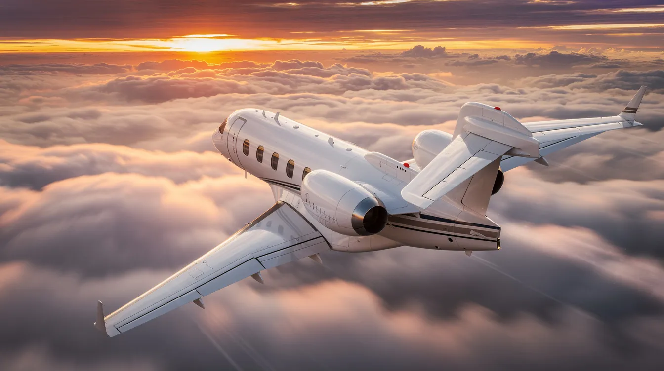 The image depicts a luxurious private jet, representing the private aviation industry, showcasing the sleek design and spacious interior that caters to discerning travelers. This visual emphasizes the benefits of private jet travel, such as personalized service and guaranteed availability, essential for business travelers and private jet card members.