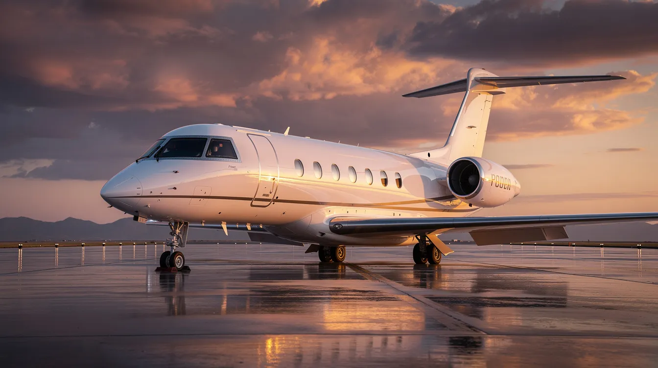 The image showcases a sleek HondaJet Elite II, a light business jet developed by the Honda Aircraft Company, featuring two engines and advanced aerodynamics for improved performance. The aircraft is designed for private aviation with a spacious cabin, demonstrating the successful test flight capabilities that adhere to FAA certification standards.