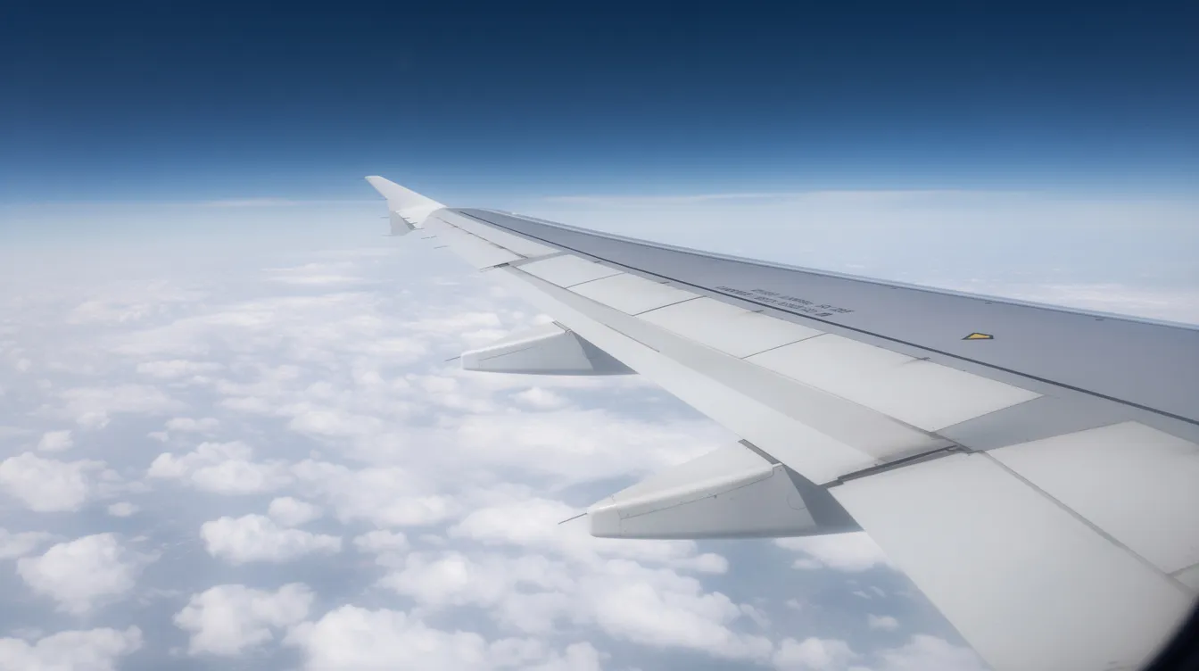 The image depicts a modern aircraft wing soaring above a blanket of clouds during a smooth cruise, highlighting the sleek design and engineering of business aviation. This scene captures the essence of private jet travel, emphasizing efficiency and passenger comfort in the sky.