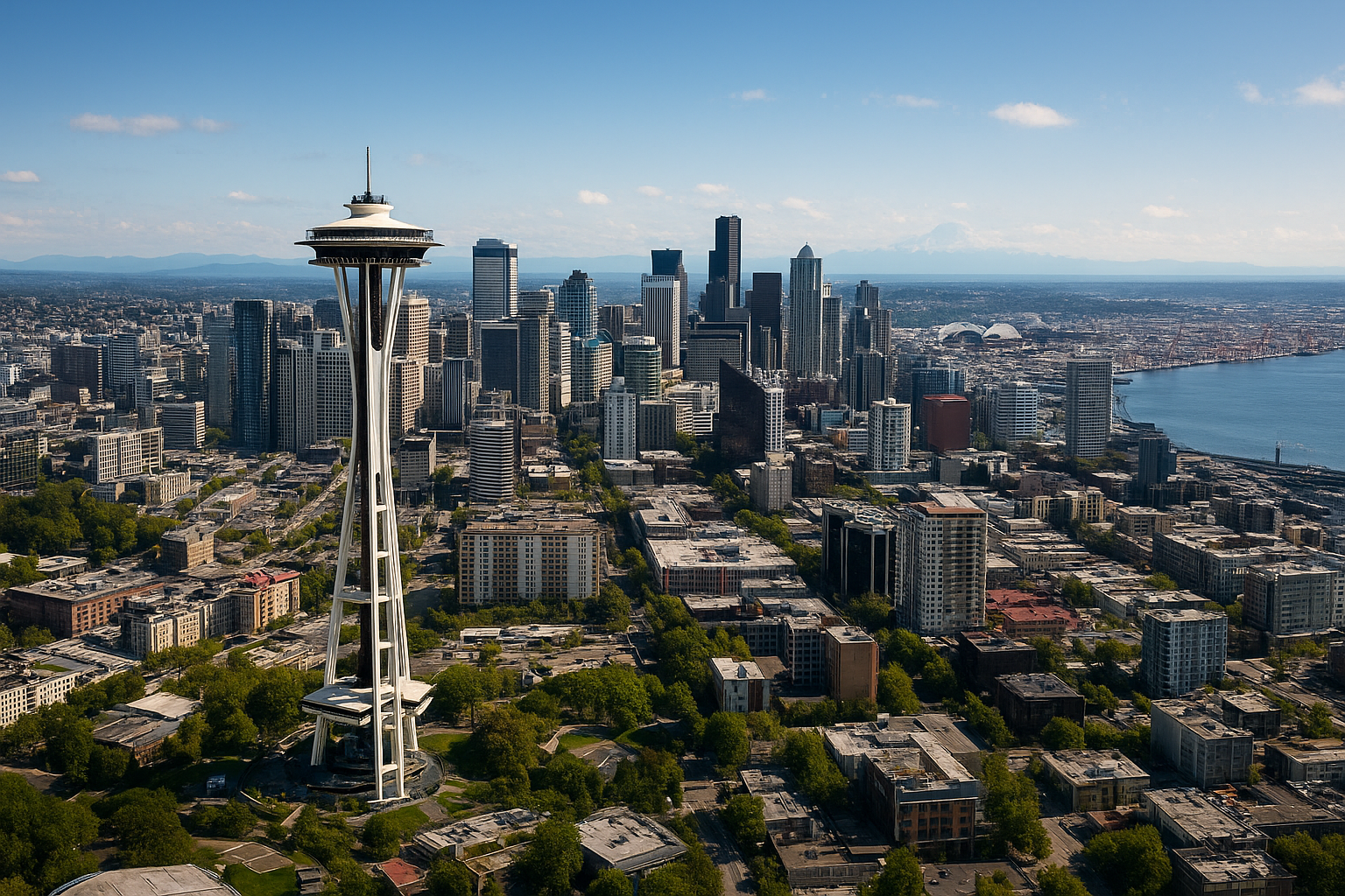 Seattle Skyline Jet Arrival