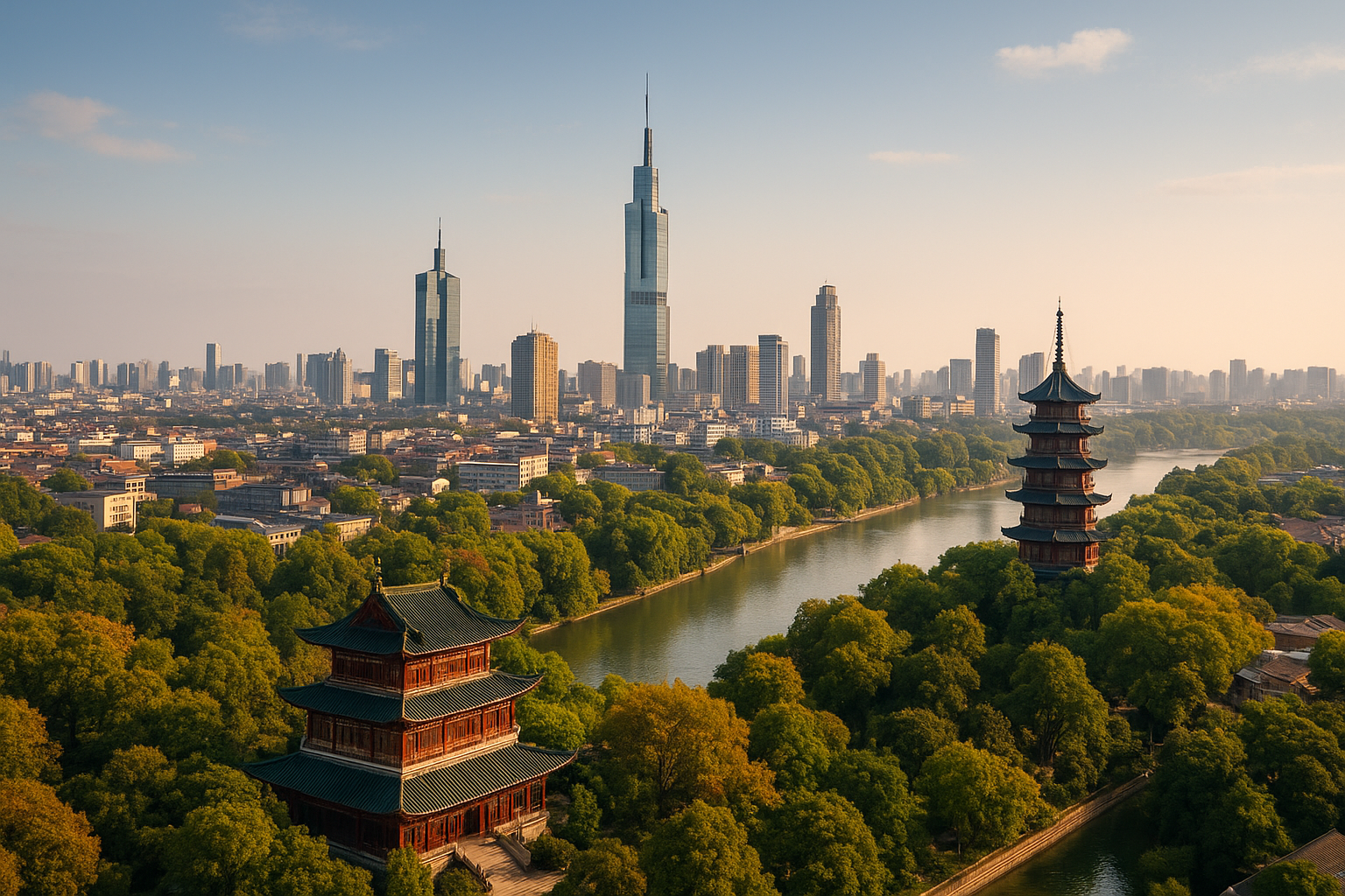 Private Jet Over Nanjing