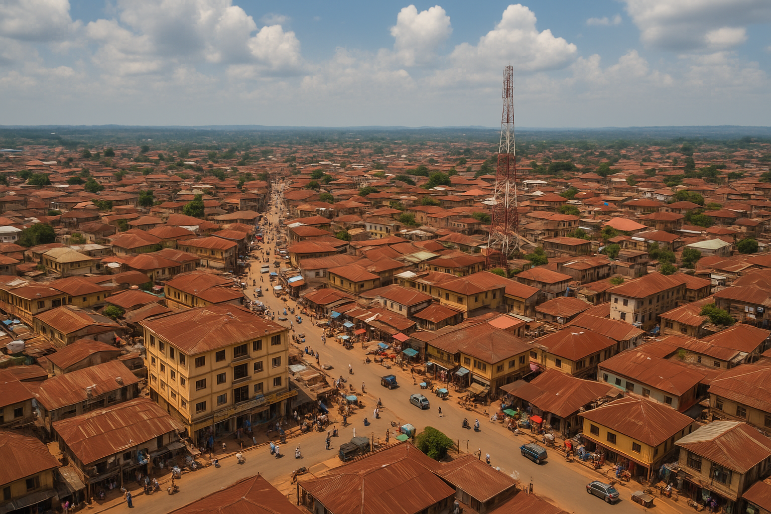 Scenic aerial view Ogbomoso to Ibadan