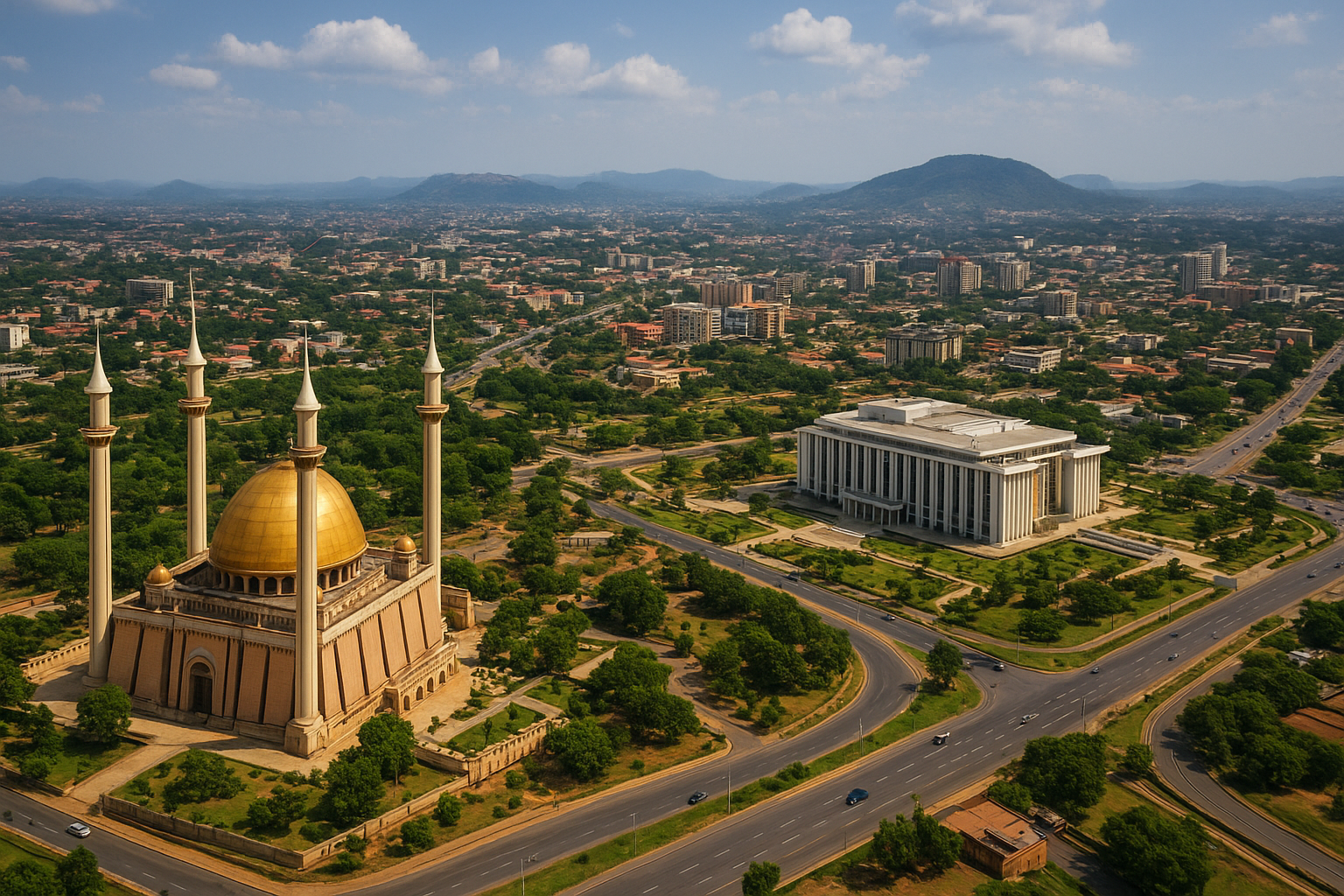 Aerial view approaching Abuja