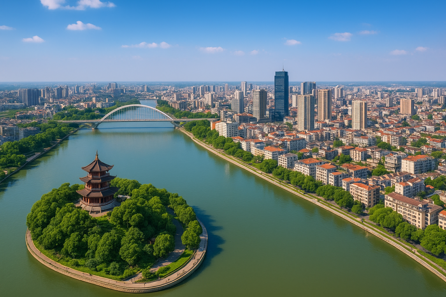 Ezhou city skyline