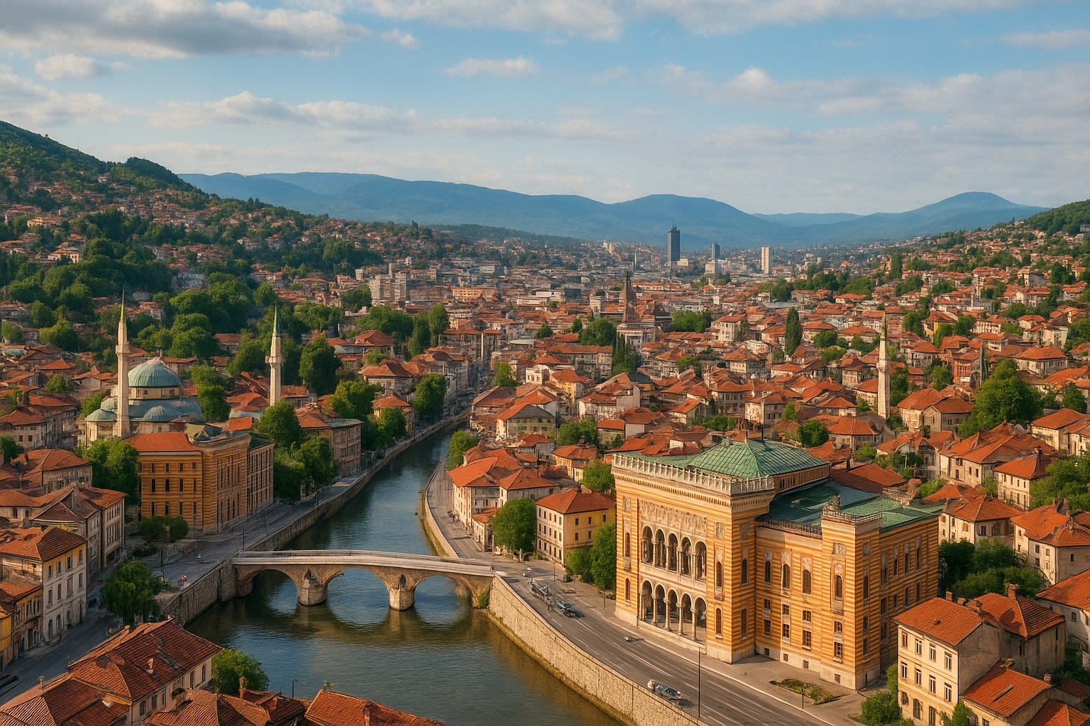 Private jet overlooking Sarajevo’s iconic hills