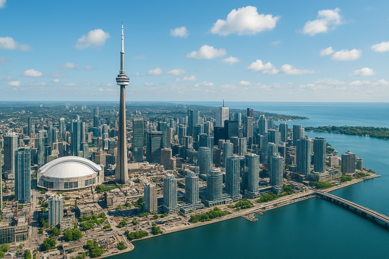 Toronto skyline as seen from a private jet