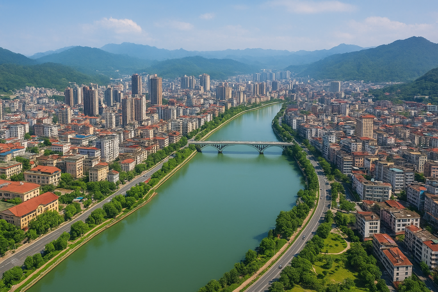 Aerial view of Changsha skyline