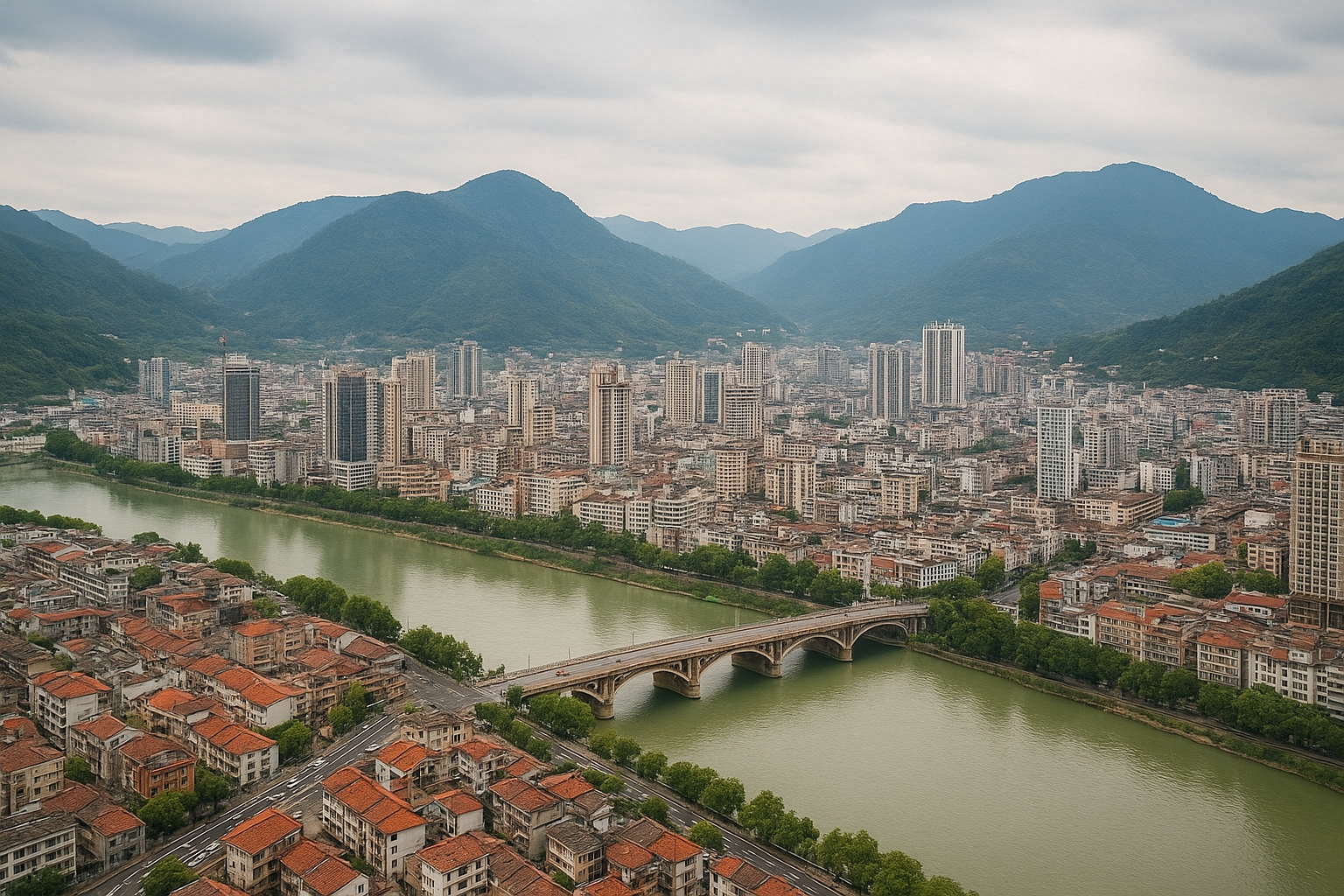 Private Jet View Over Shaanxi Mountains