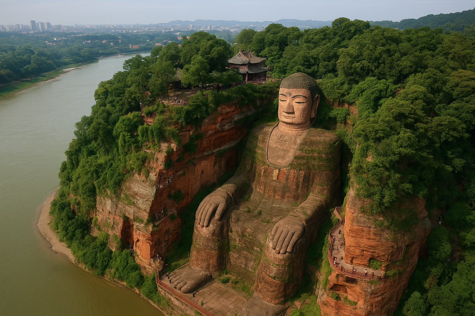 Leshan Buddha aerial private jet