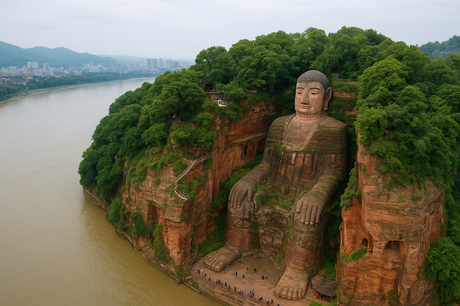 Leshan Giant Buddha Aerial