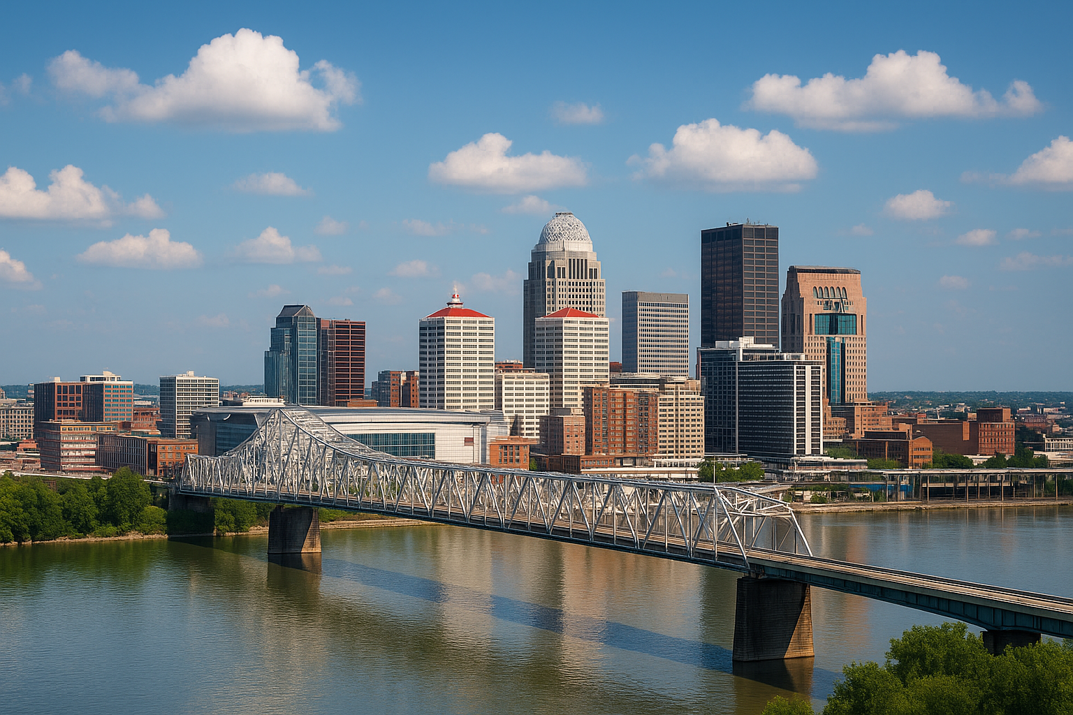 Aerial view of private jet departing Louisville
