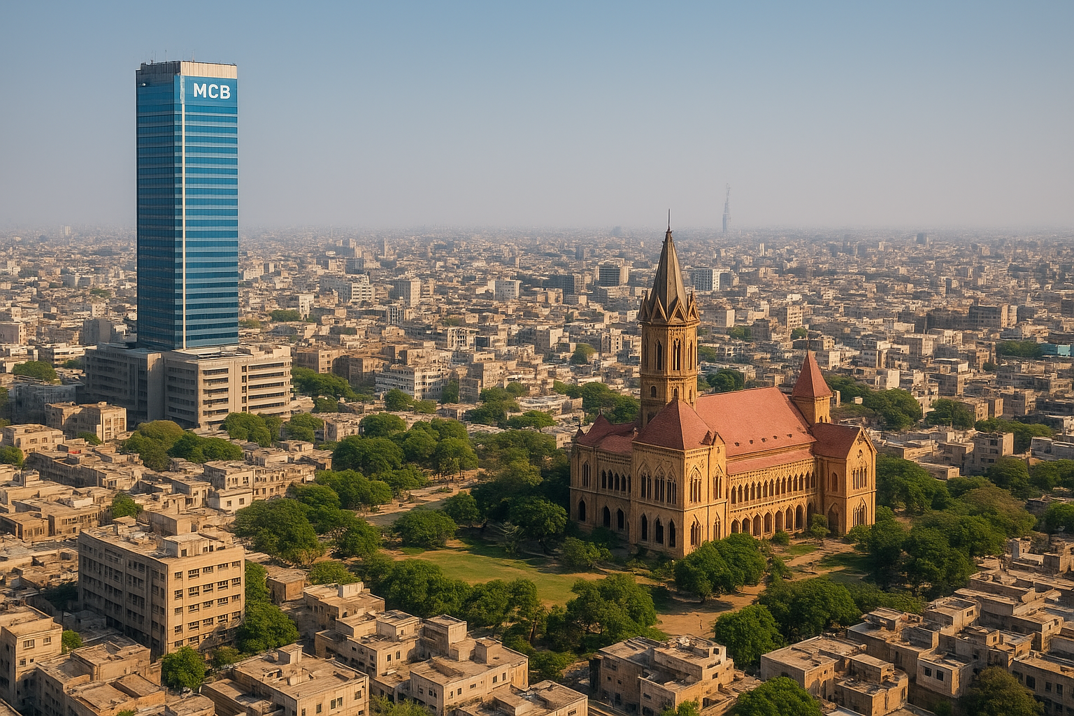 Karachi skyline aerial