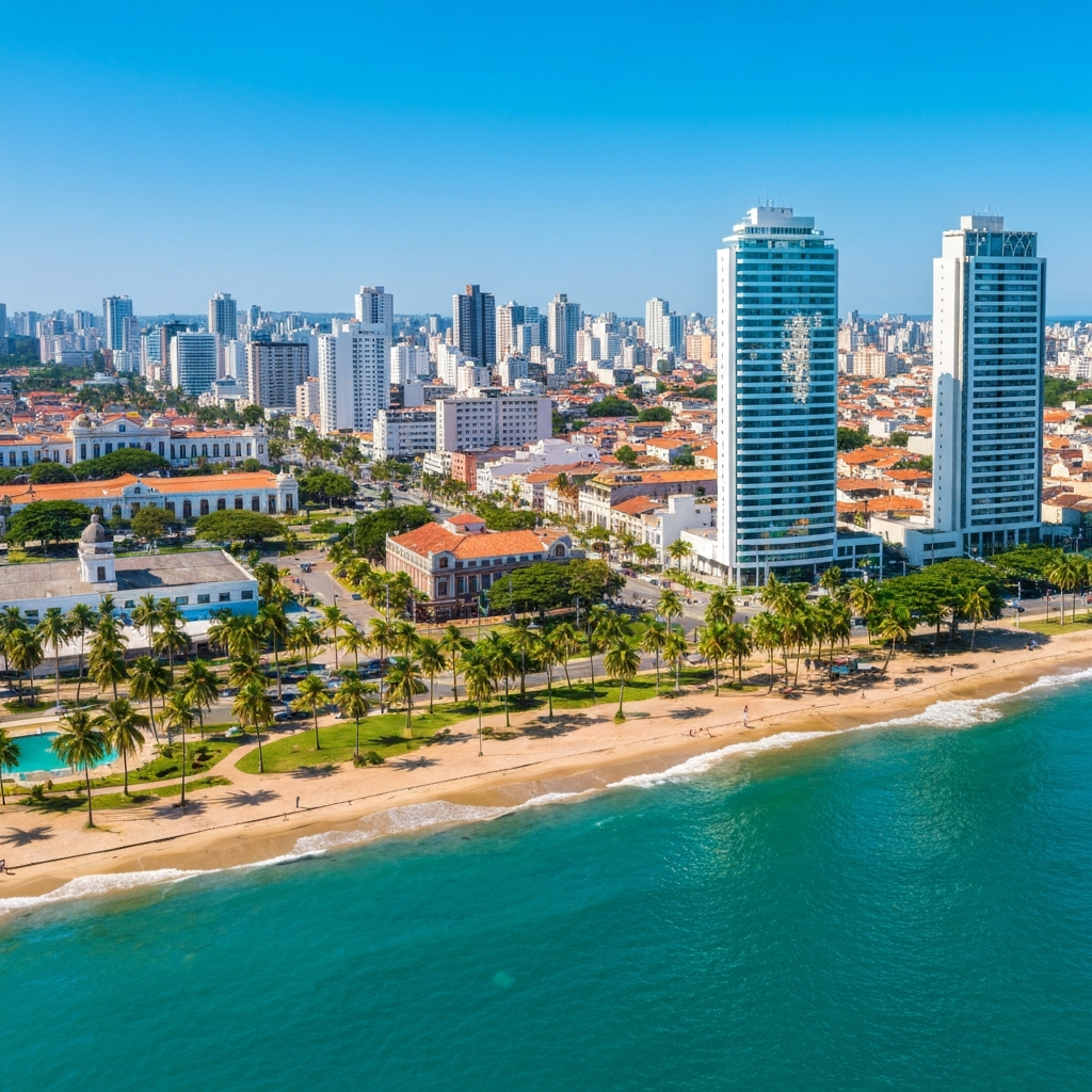 Fortaleza coastline and skyline