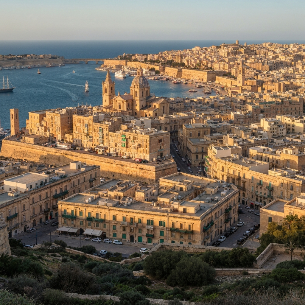 Valletta harbor with private jet
